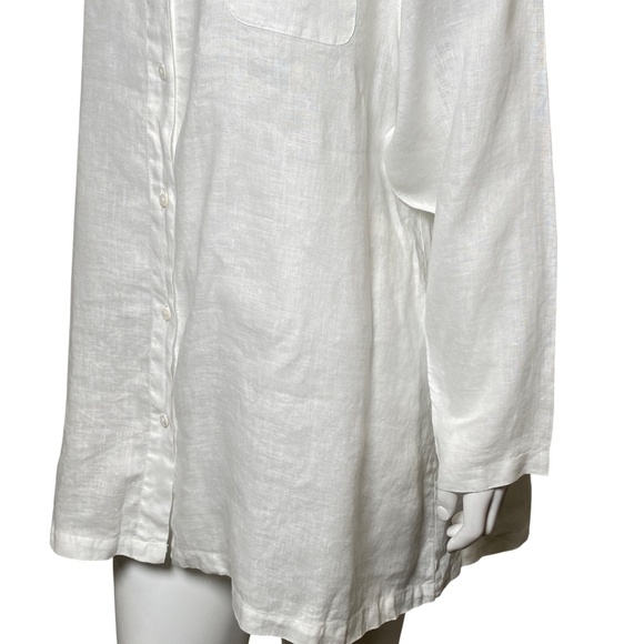 Arleen Bowman Chin Chin Linen Tunic Shirt Womens Size M Button Up White - Picture 3 of 7